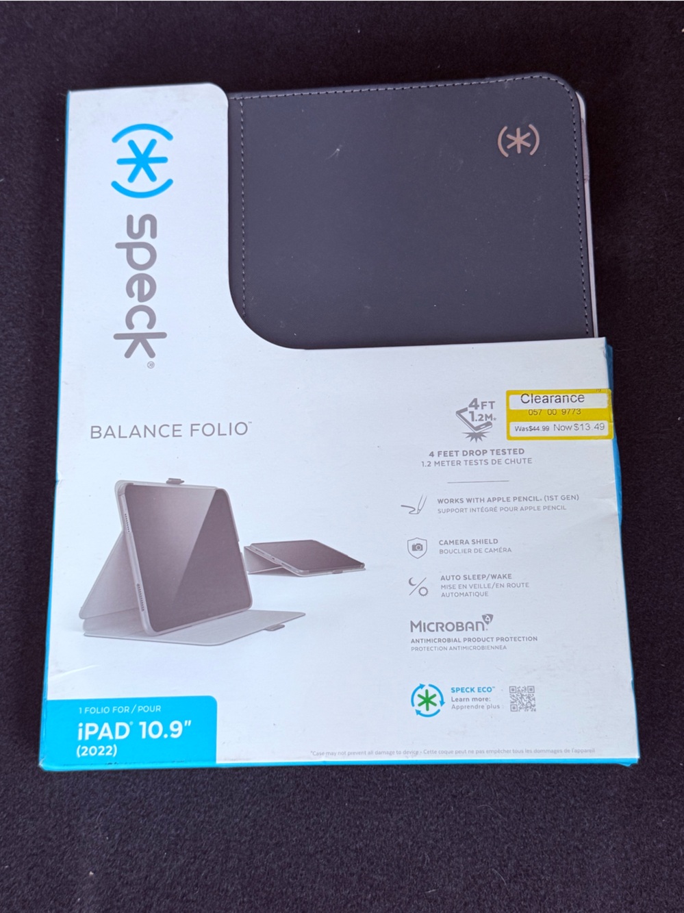 speck Balance Folio Case for iPad 10.9" - Charcoal Gray